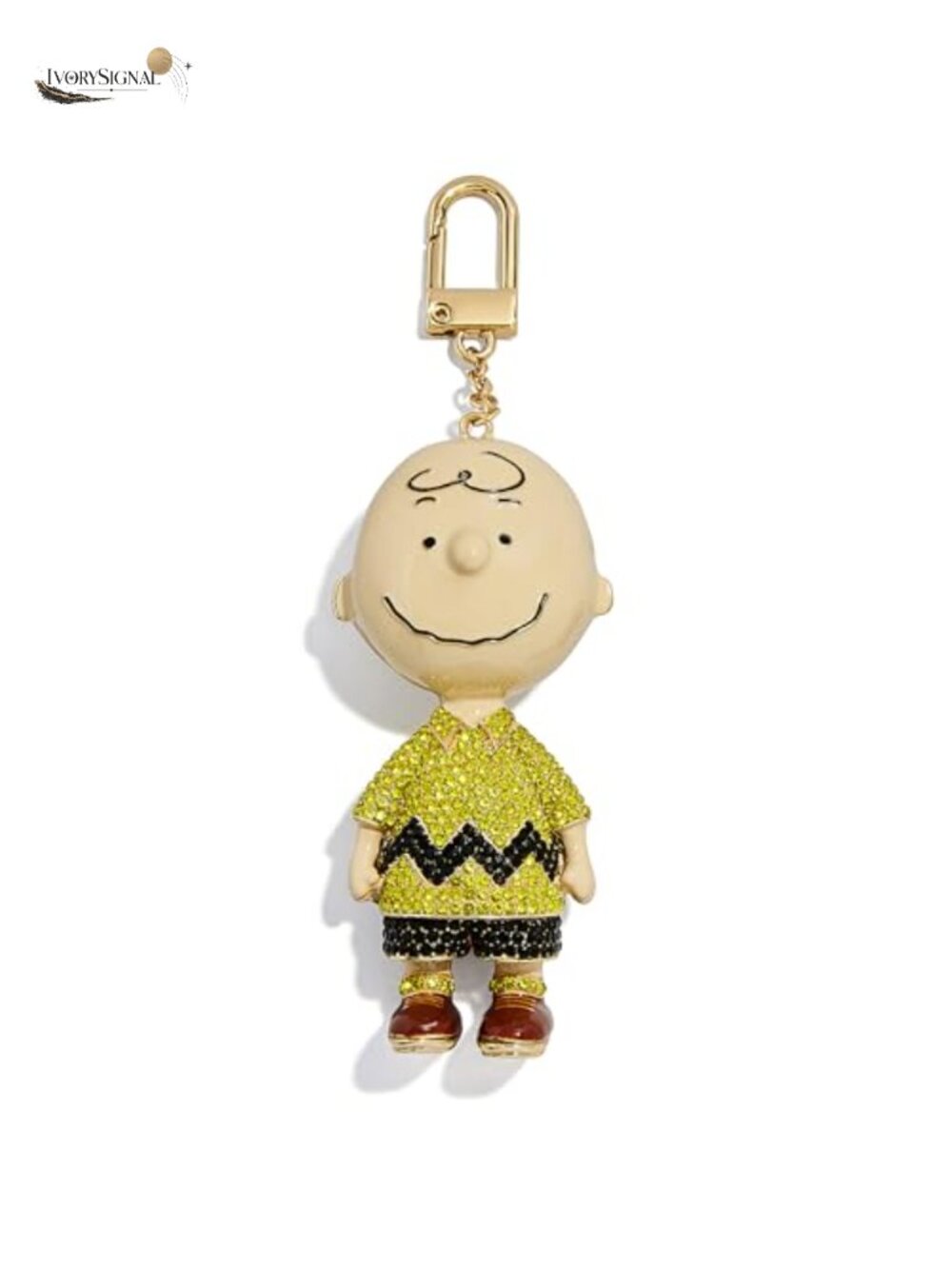 3D Charlie Brown Enamel Crystal Bag Charm Keychain